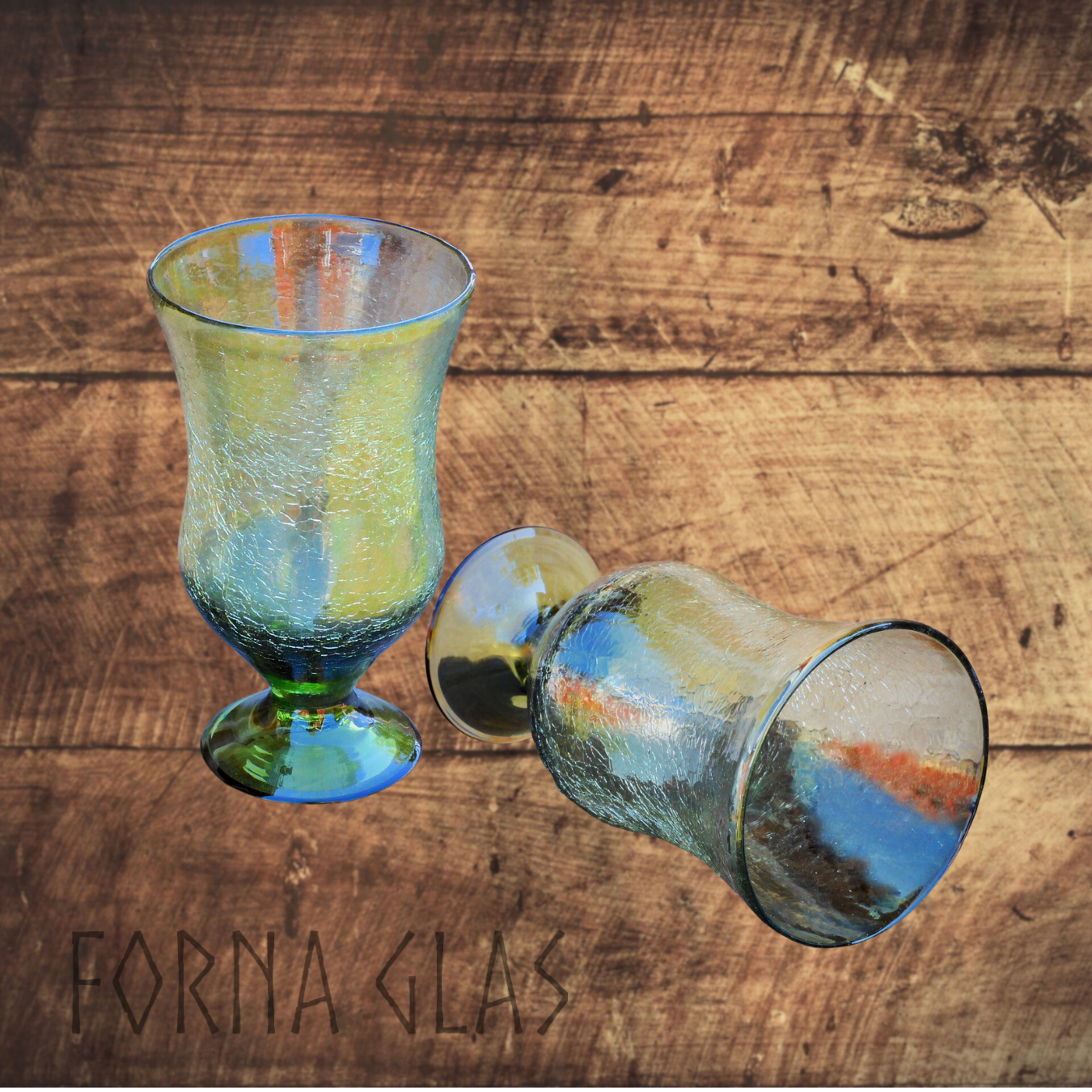 Handblåst Glasbägare med Romersk Järnålder-inspiration från Forna Glas